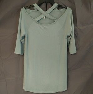 Green Cross-Collar Top